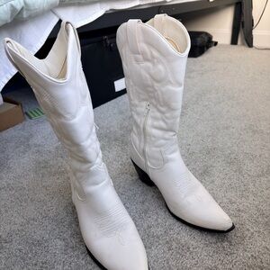 Princess Polly White Heeled Boots
